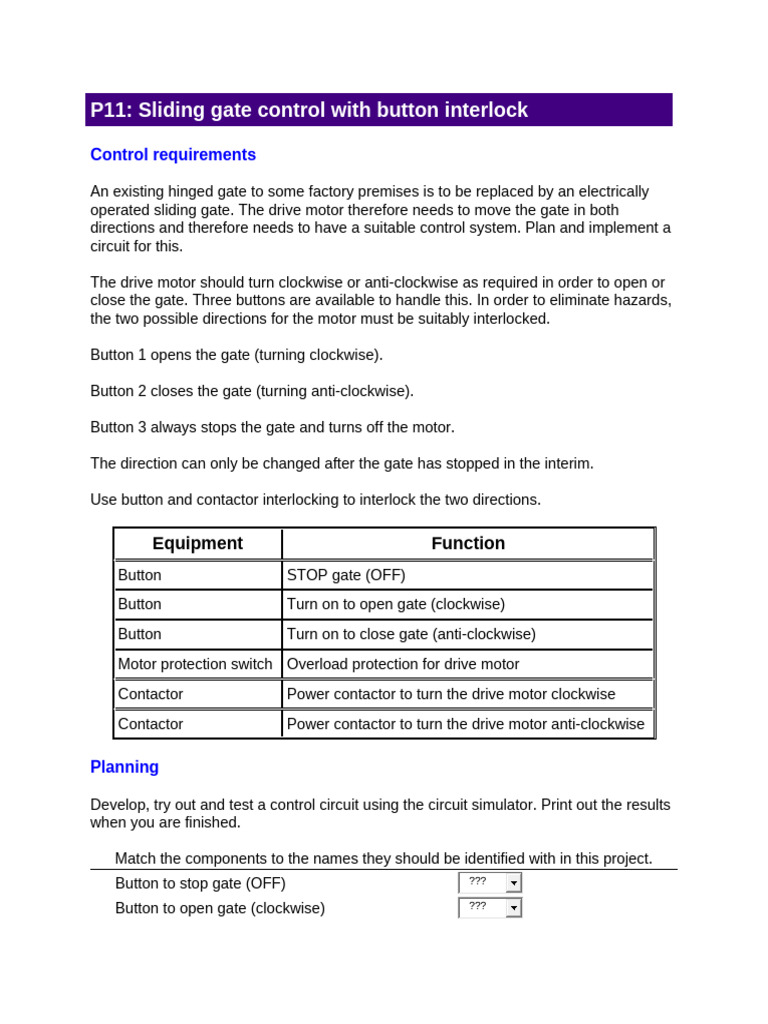 P11 Sliding Gate Control With Button Interlock | PDF | Power Supply ...