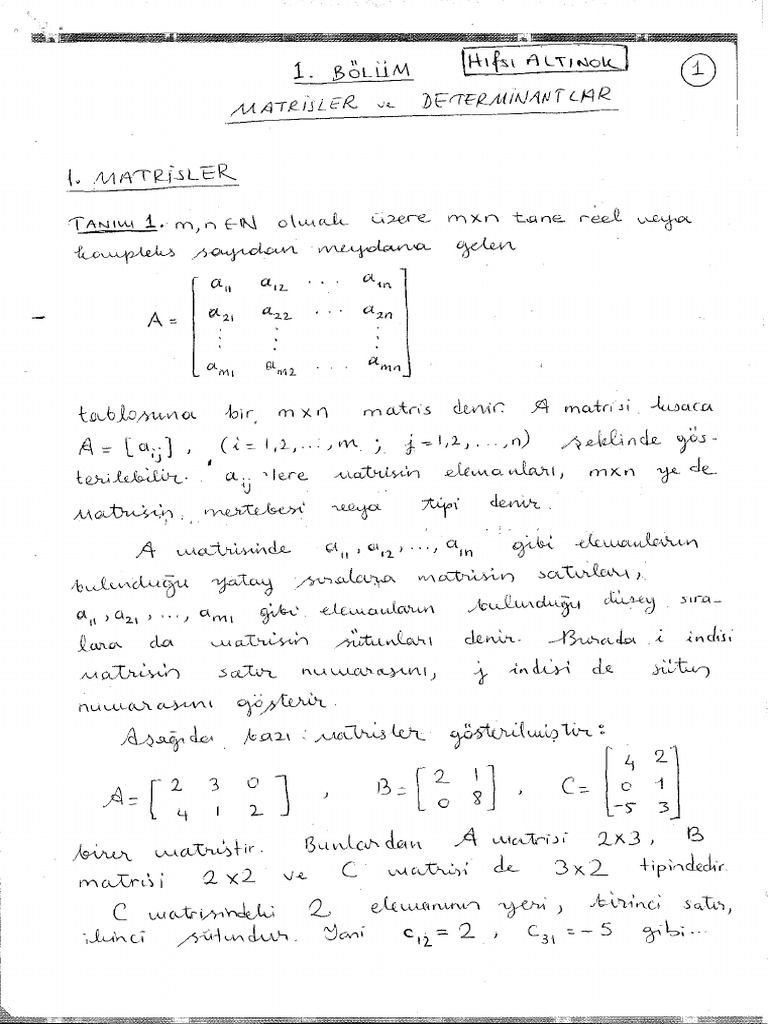 LİNEER CEBİR Ders Notu Tamamı | PDF