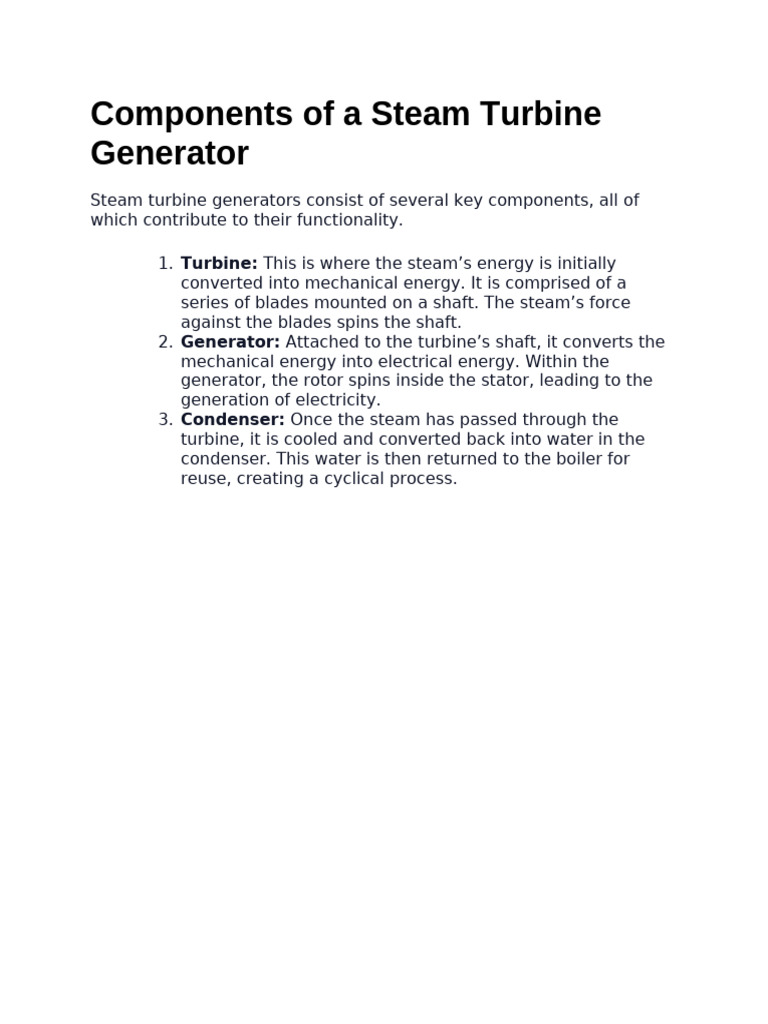 Components of A Steam Turbine Generator | PDF