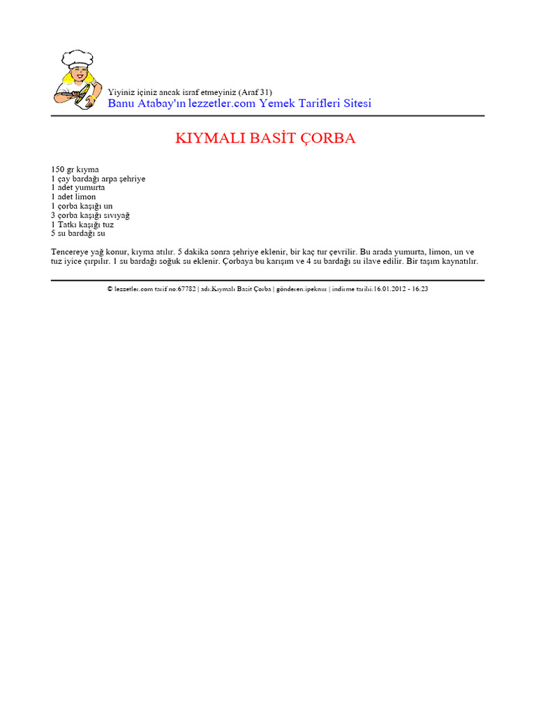 Kiymali Basit Corba 67782 | PDF