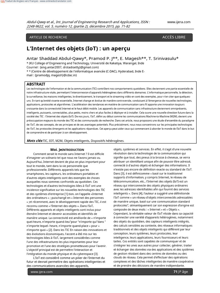 Aperçu de l'Internet des Objets (IoT) | PDF | Internet des objets ...