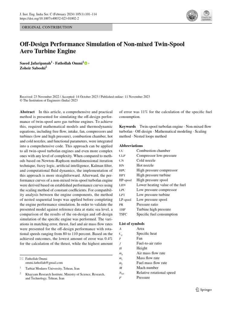 Off-Design Simulation of Twin-Spool Engines | PDF | Engines ...