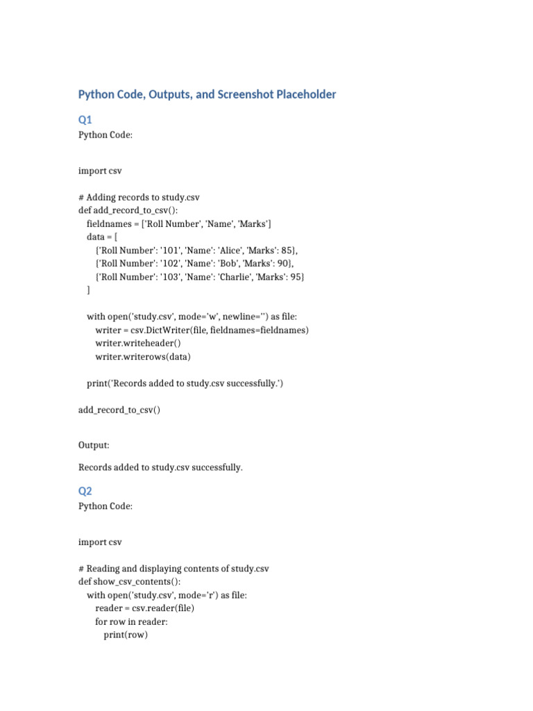 CSV Operations With Screenshot | PDF | Comma Separated Values | Computing