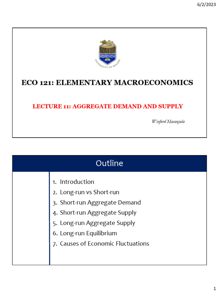Aggregate Demand and Supply Explained | PDF | Long Run And Short Run ...
