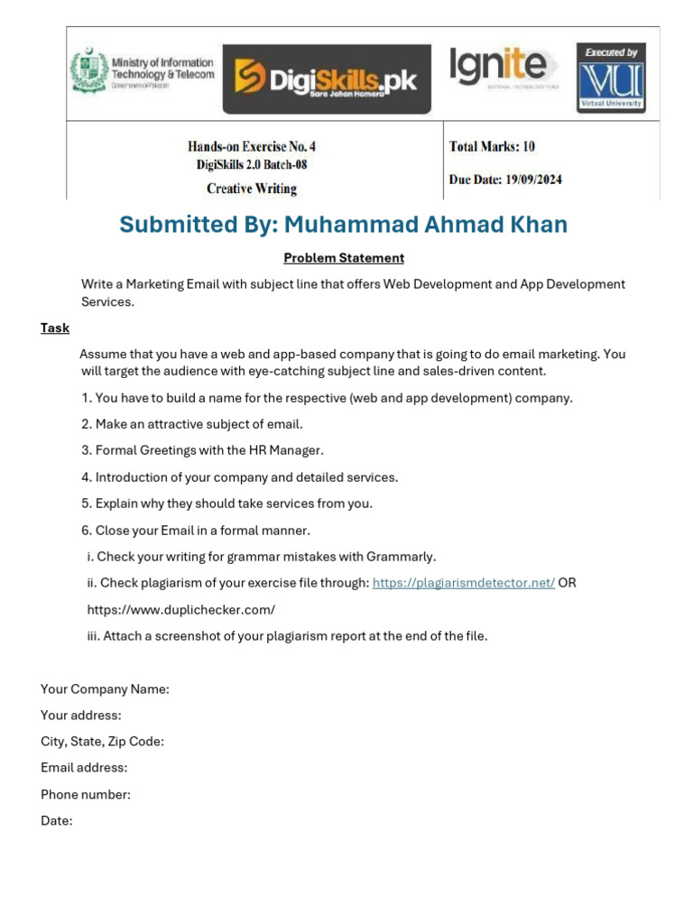 DST Batch 8 Ex 2 Solution Creative Writing | PDF | Mobile App | Web ...