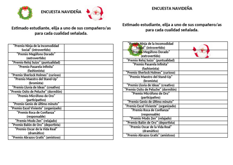 Encuesta Navideña | PDF