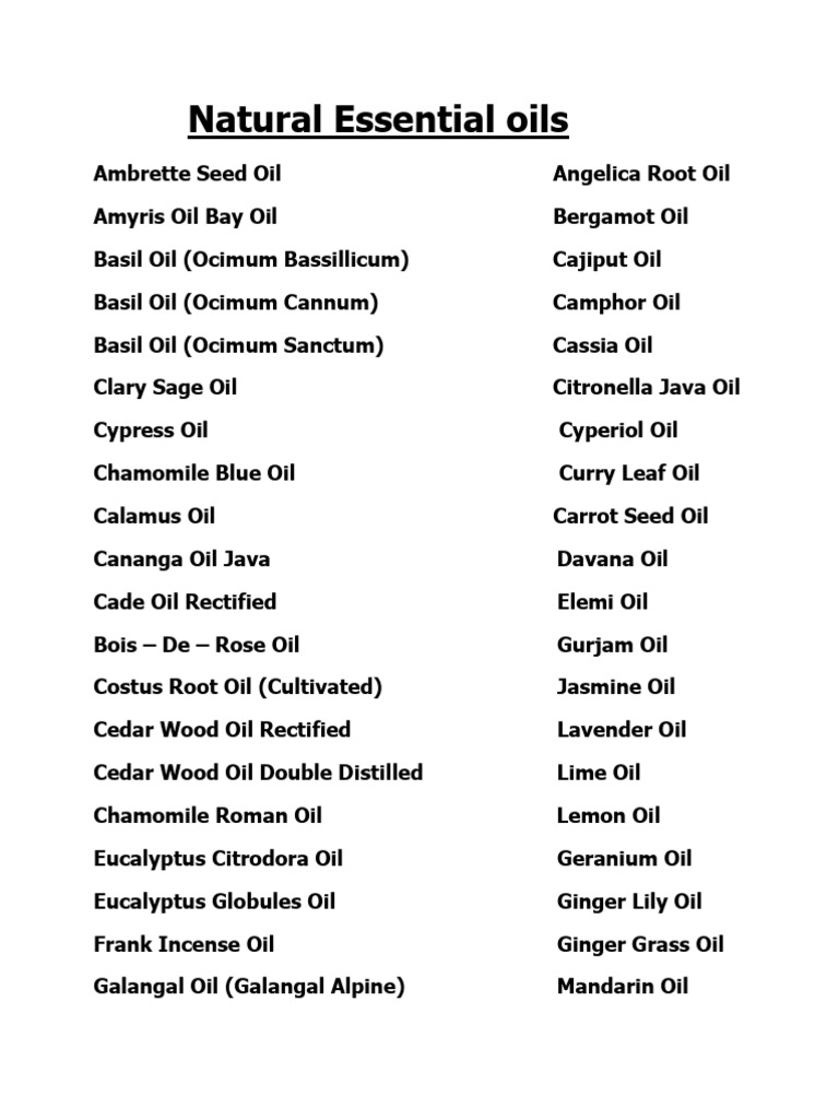 Essential Oil - List | PDF