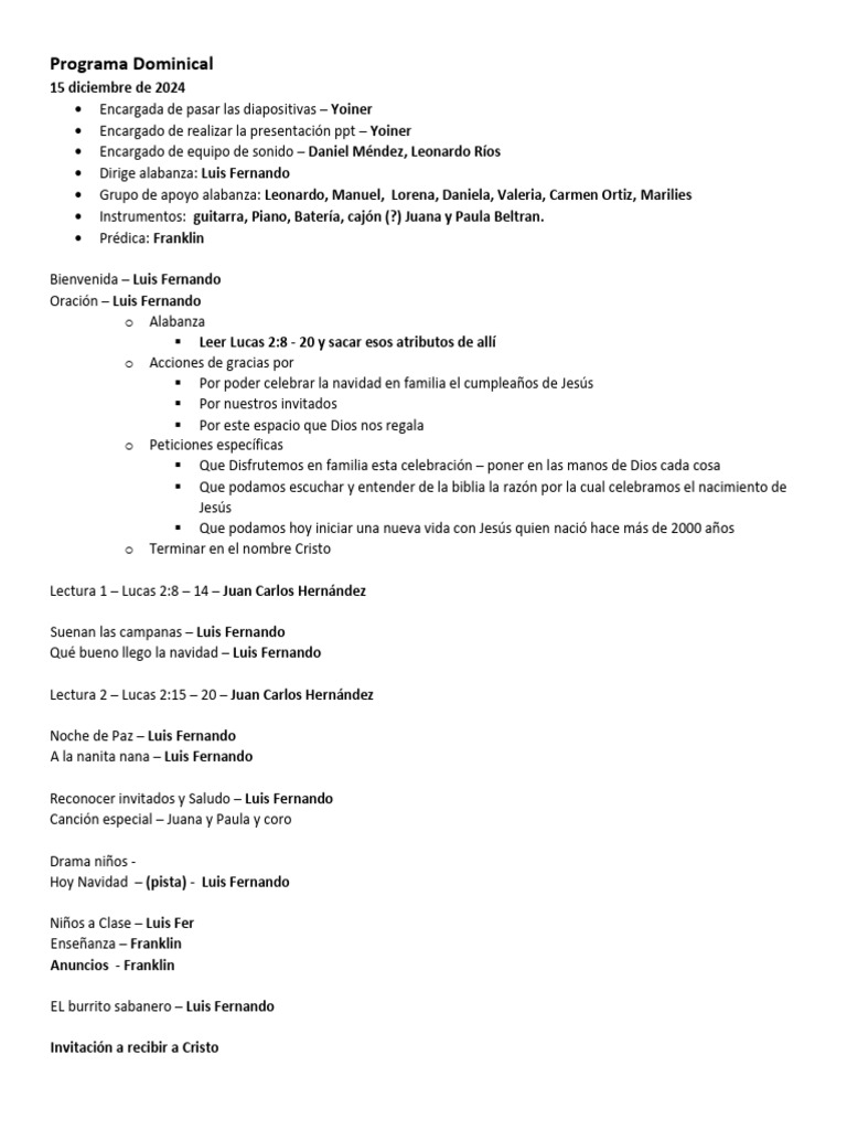 Programa Dominical Diciembre 15 2024 | PDF