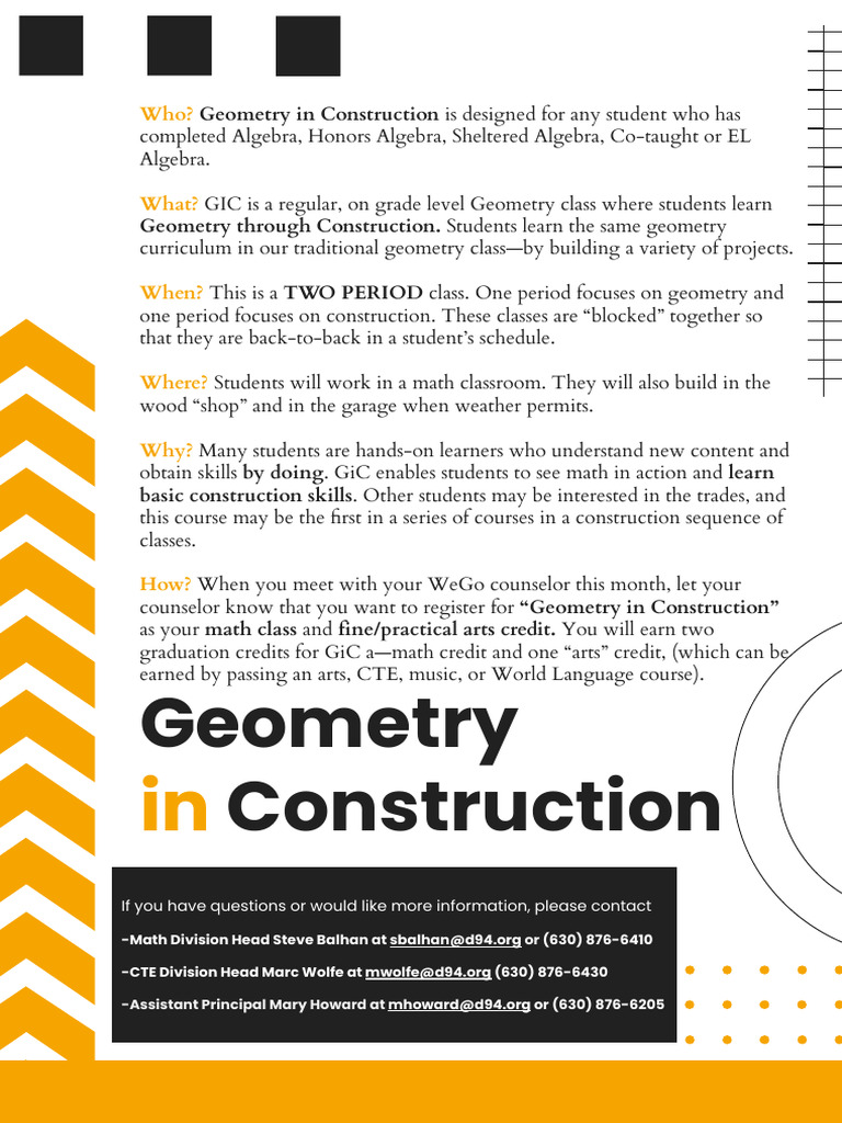 Geometry in Construction 8th Grade Open House in English | PDF | Learning
