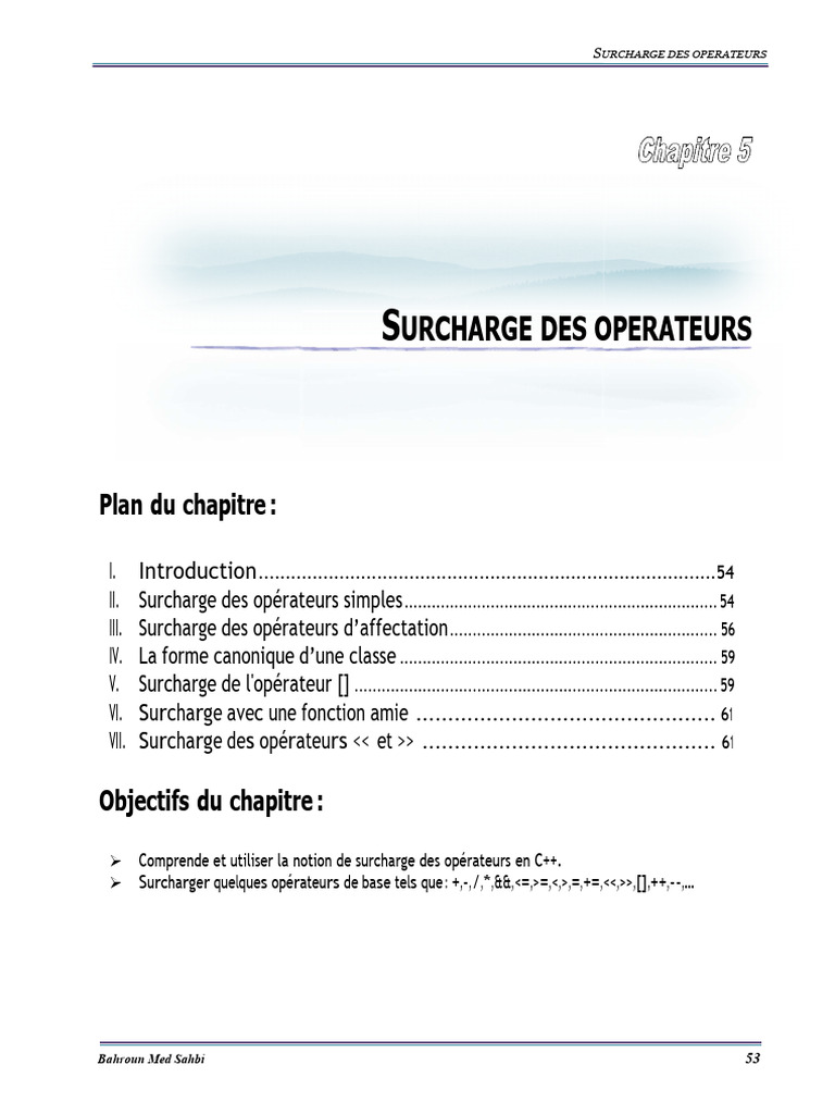 Surcharge des opérateurs en C++ | PDF