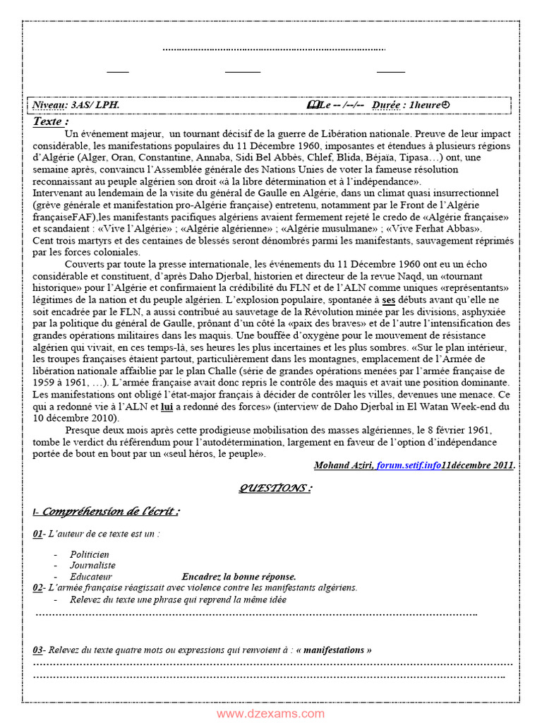 Manifestations du 11 Décembre 1960 | PDF | Algérie