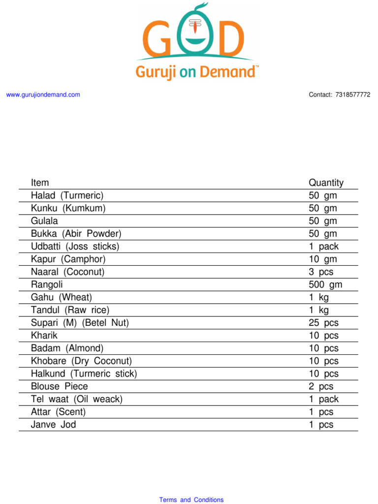 Ganga Pujan Samagri WP7JPGQ | PDF | Foods | Cuisine