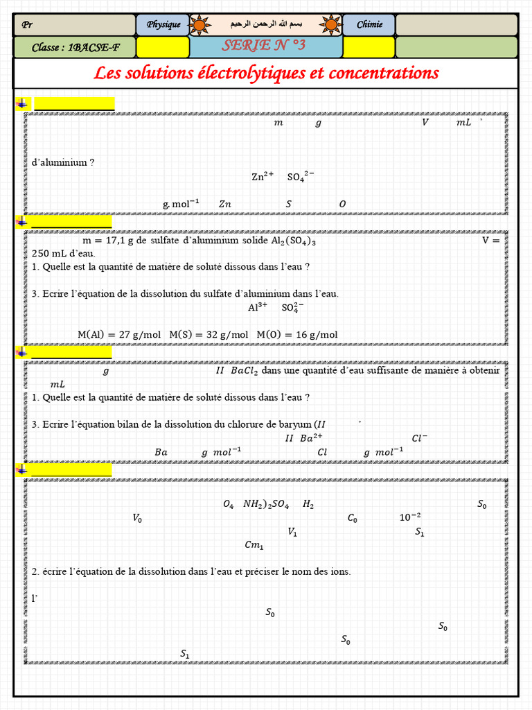 Concentrations et solutions ioniques | PDF | Ion | Concentration molaire