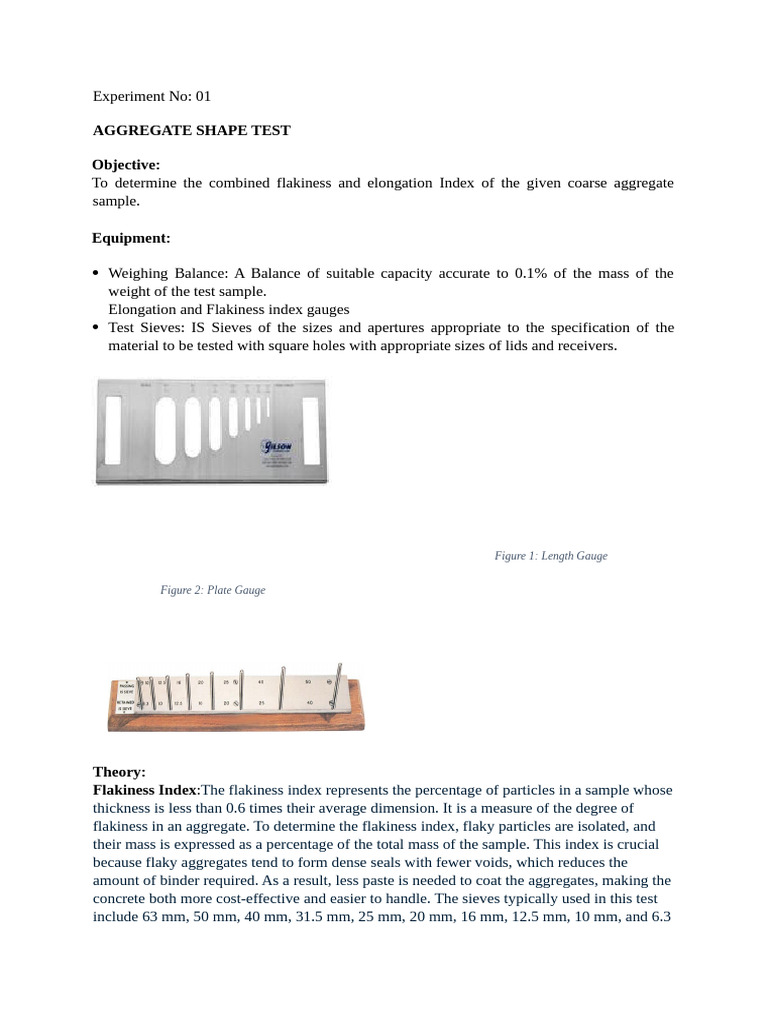 Combined Flakiness and Elongation Index Test | PDF | Concrete | Materials