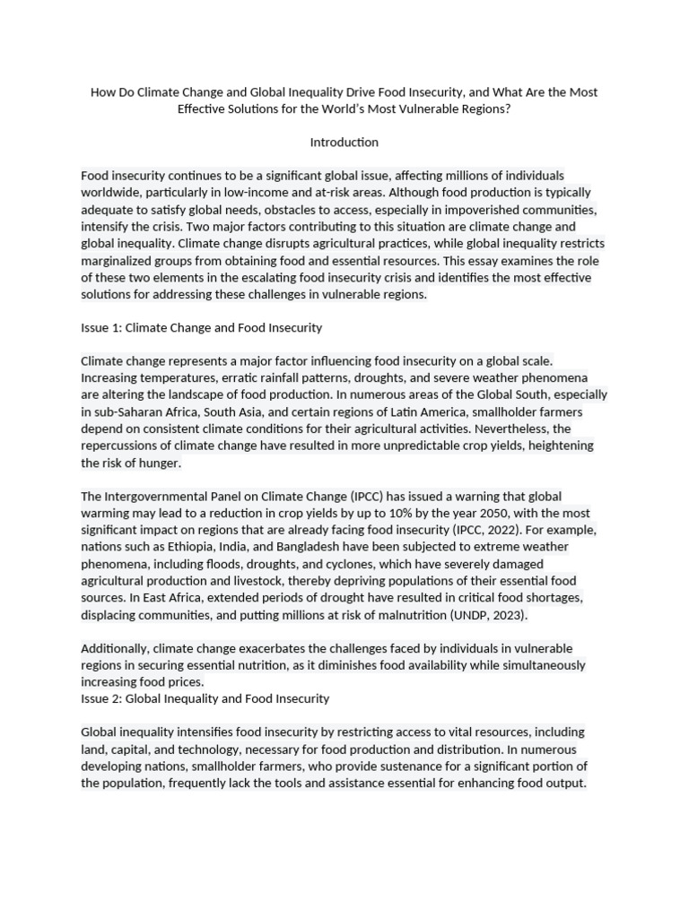 Climate Change, Inequality & Food Insecurity | PDF | Food Security ...