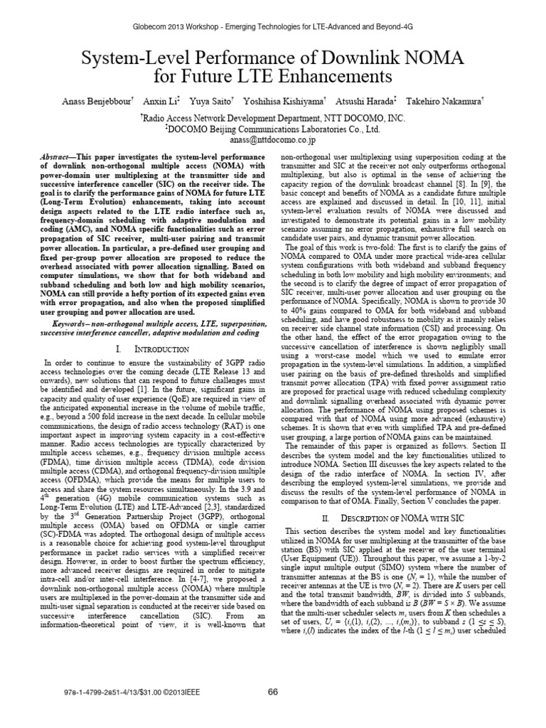 System-Level Performance of Downlink NOMA For Future LTE Enhancements ...