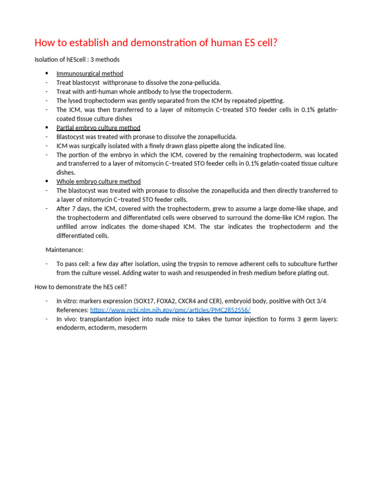 Methods for Isolating Human ES Cells | PDF