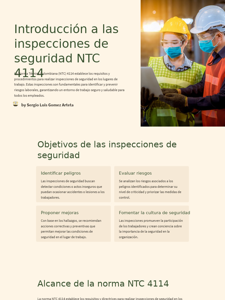 Introduccion A Las Inspecciones de Seguridad NTC 4114 | PDF | Planificación