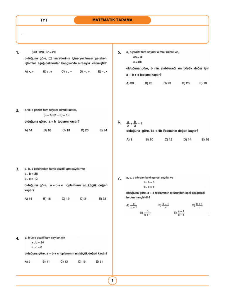 Matemati̇k Tarama | PDF