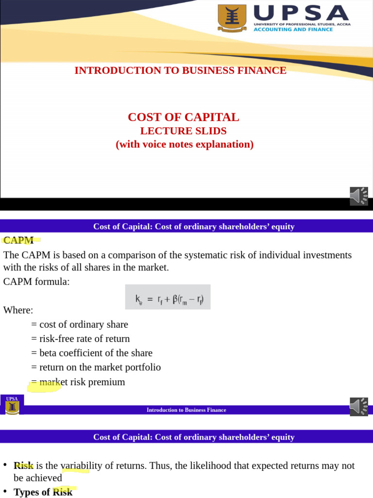 Week 5 - Cost of Capital - Part 2 | PDF | Capital Asset Pricing Model ...