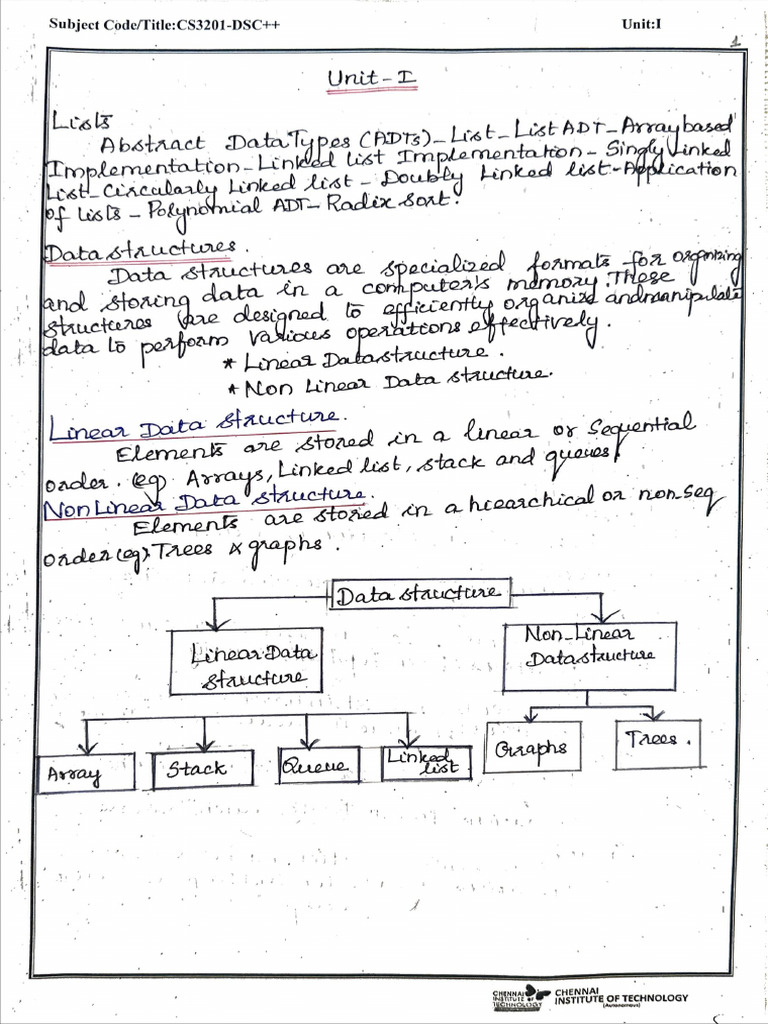 DSC++ Unit 1 Notes | PDF
