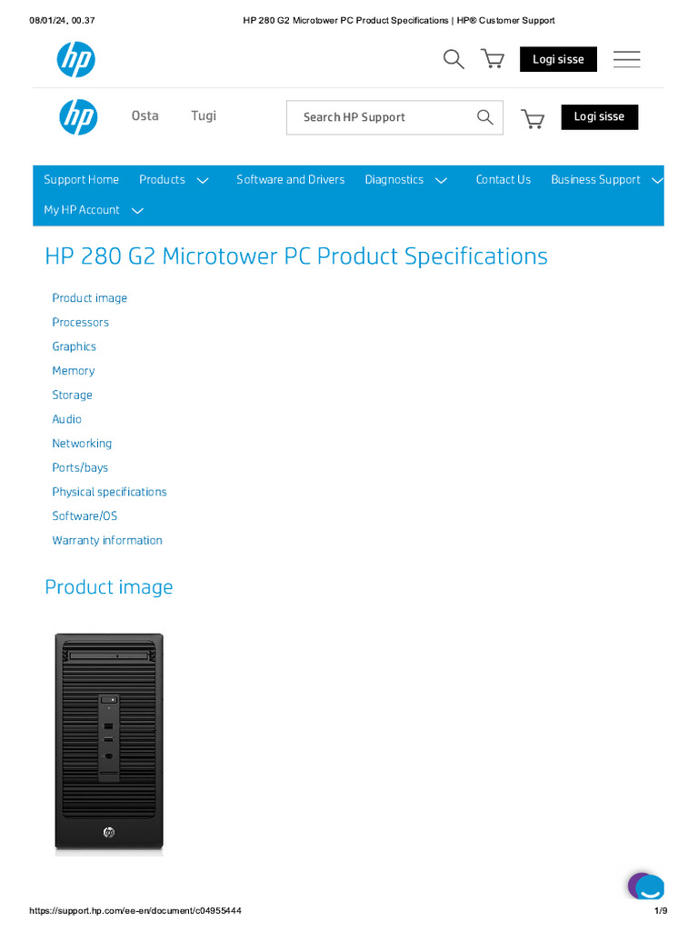 HP 280 G2 Microtower Specs Guide | PDF
