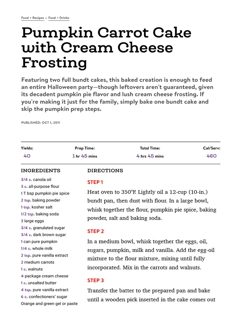 Pumpkin Carrot Cake With Cream Cheese Frosting Recipe - Cake Recipes at ...