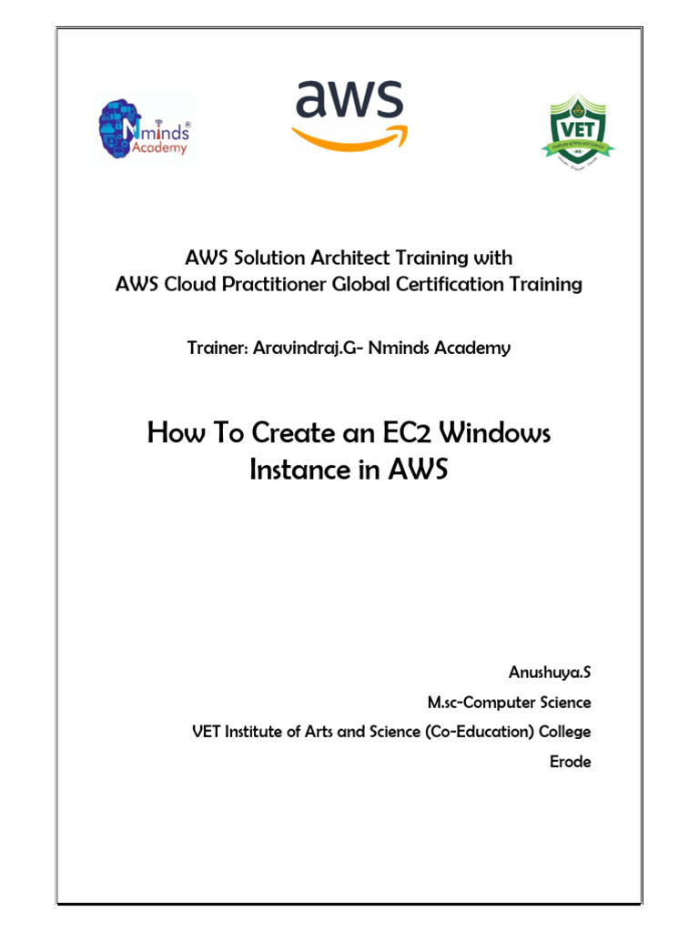 Create EC2 Windows Instance in AWS | PDF