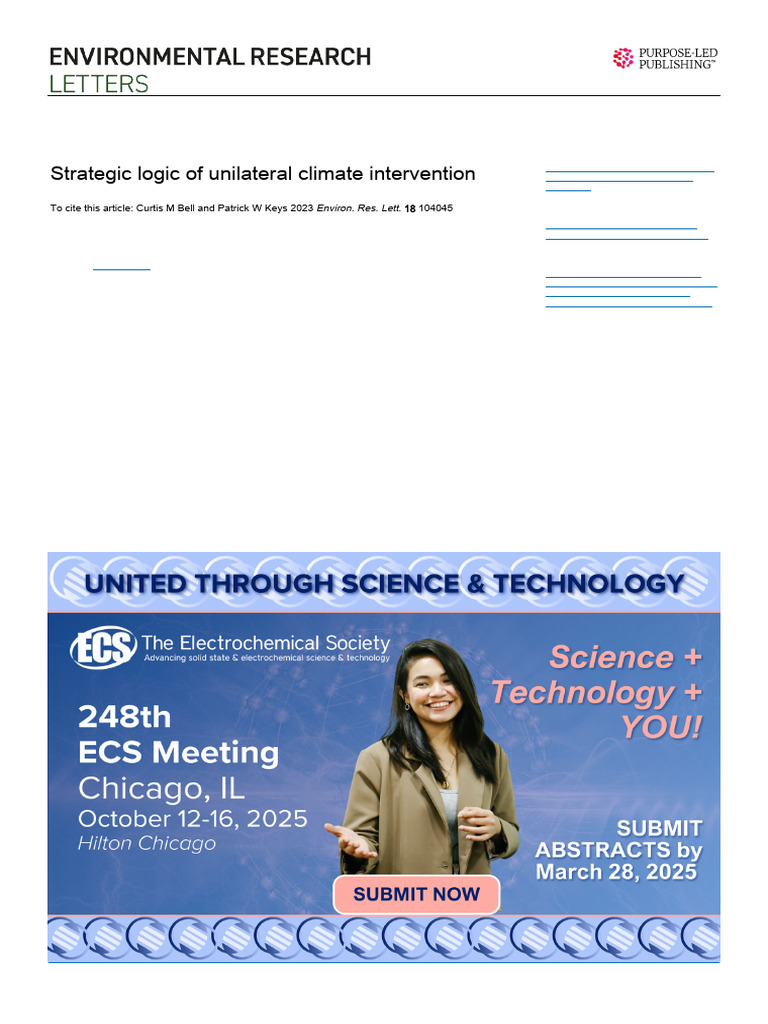 Environmental Research Letters - Strategic Logic of Unilateral Climate ...