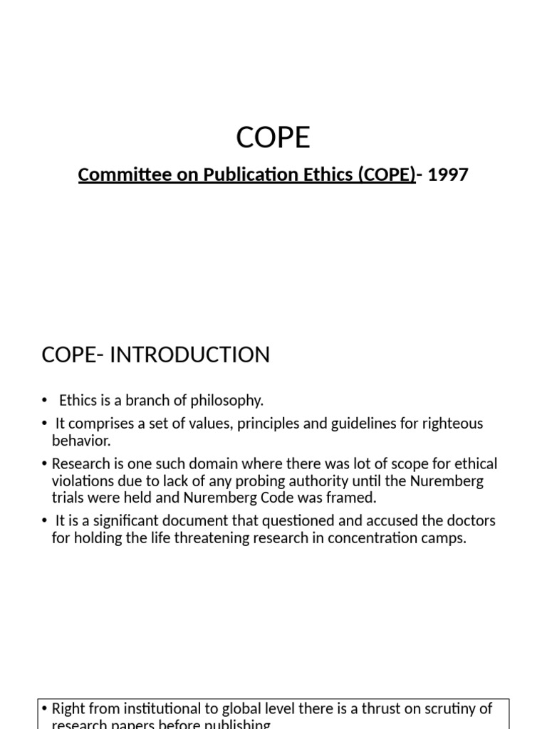 COPE | PDF | Conflict Of Interest | Intellectual Property