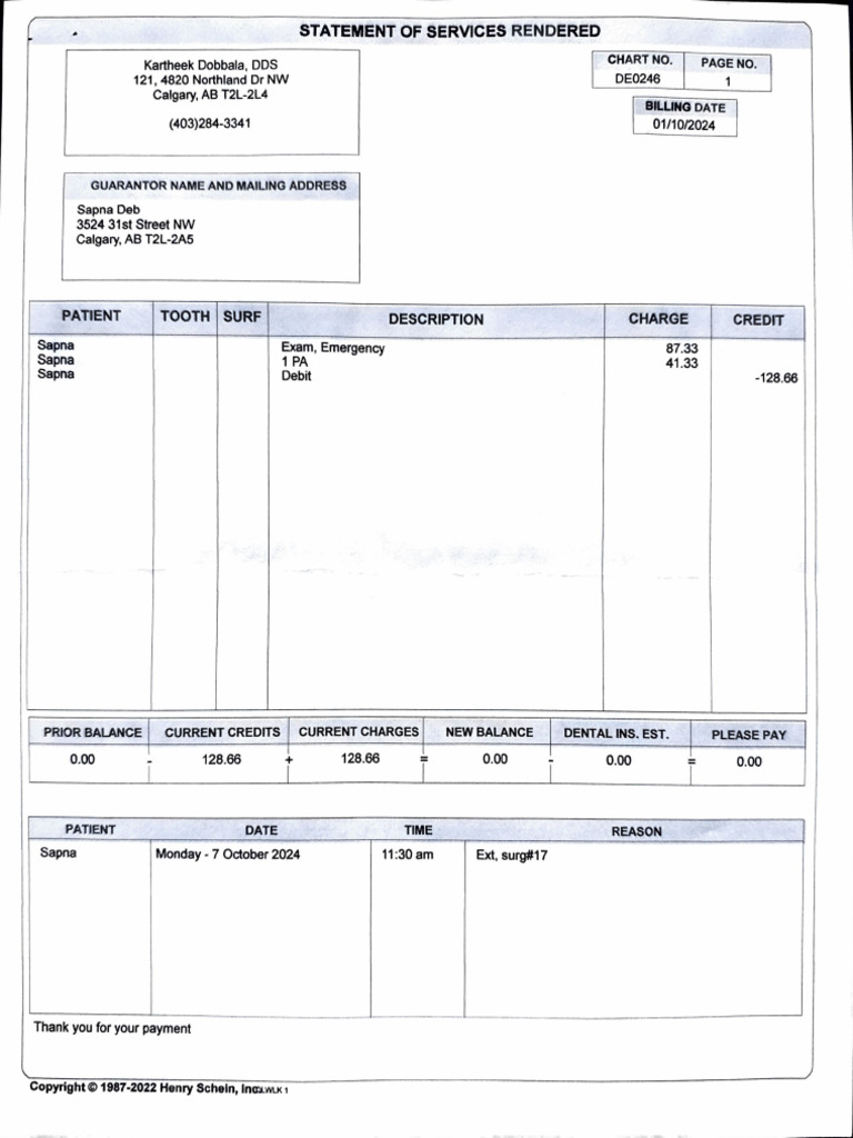 Sapna Deb - Dental Treatment Costs - Item 1 | PDF | Financial Services ...