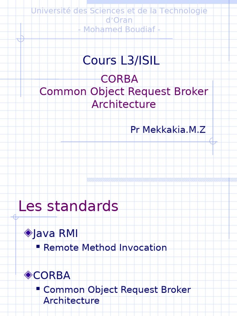 Introduction à CORBA et Java RMI | PDF | Architecture du courtier de ...