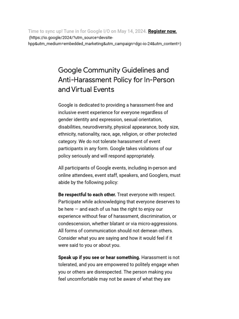 Virtual Event Community Guidelines - Google For Developers | PDF ...