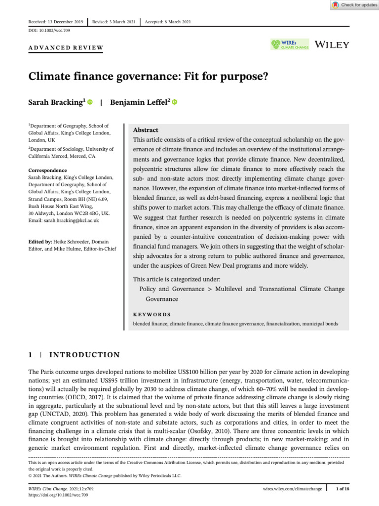 Climate Finance Governance Review | PDF | Governance | United Nations ...