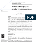 2009 Debnath DEA Assessing Performance of Management Institutions An Application of Data Envelopment Analysis