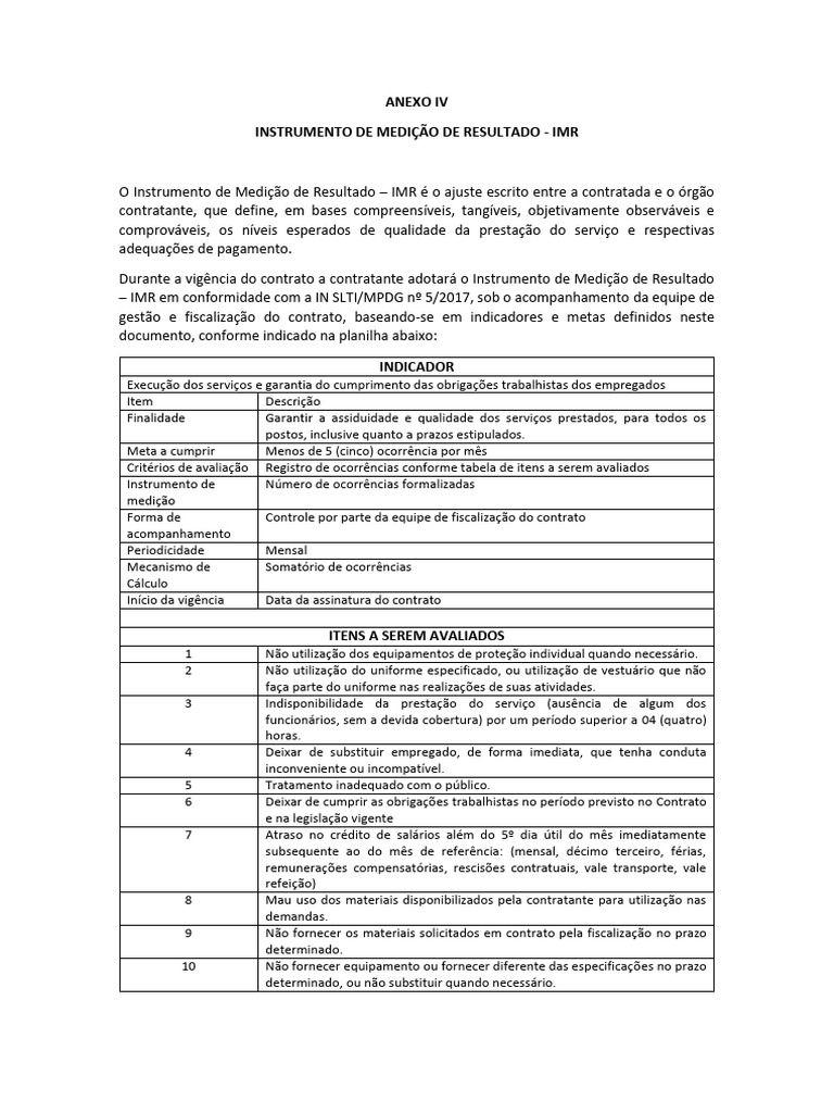 Instrumento de Medição de Resultado - IMR | PDF | Salário