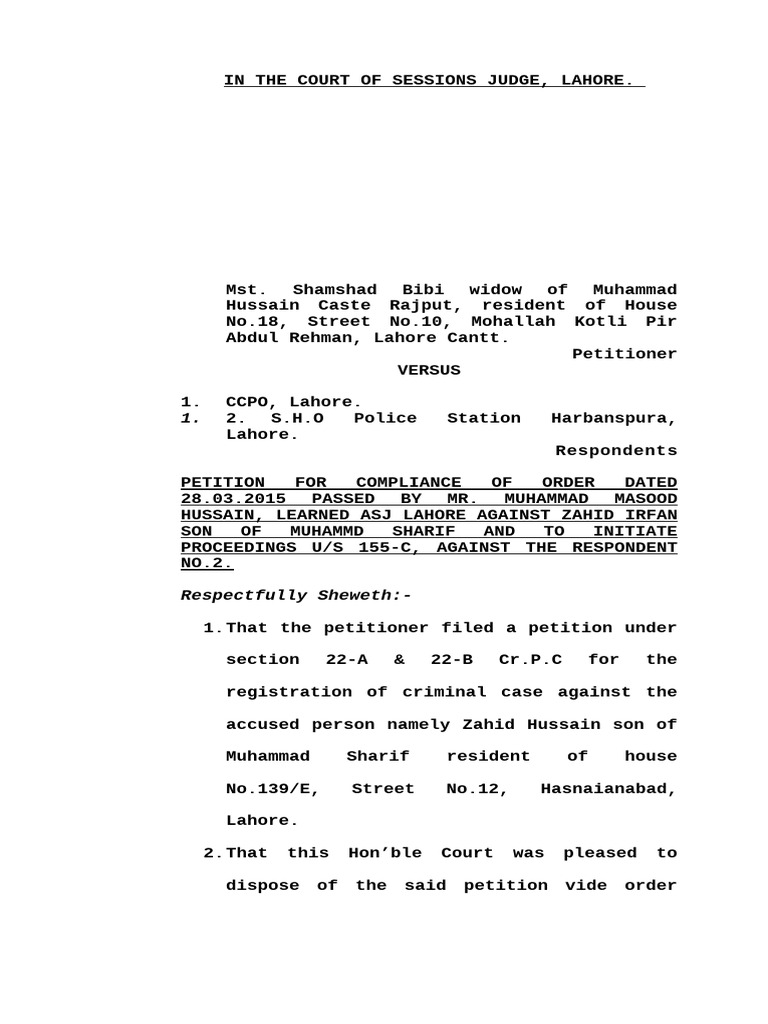 Petition for Compliance of Court Order | PDF | Affidavit | Government