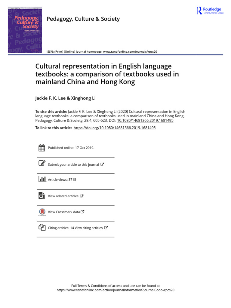 Cultural Representation in English Language Textbooks A Comparison of ...