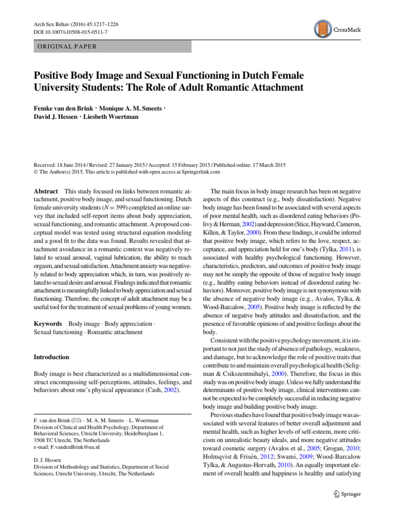Body Image and Sexual Functioning in Women | PDF | Sexual Arousal ...