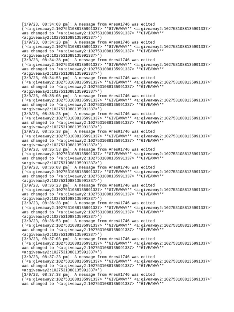 Giveaway Message Edits Log | PDF