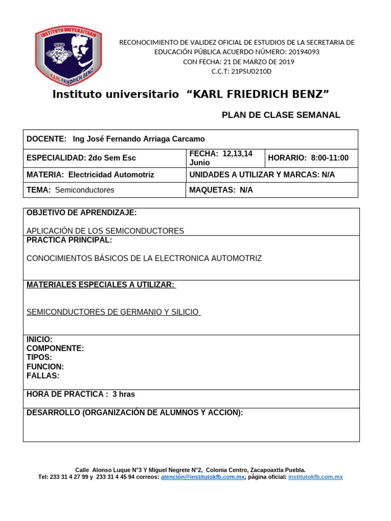 Plan de Clase Semanal | PDF