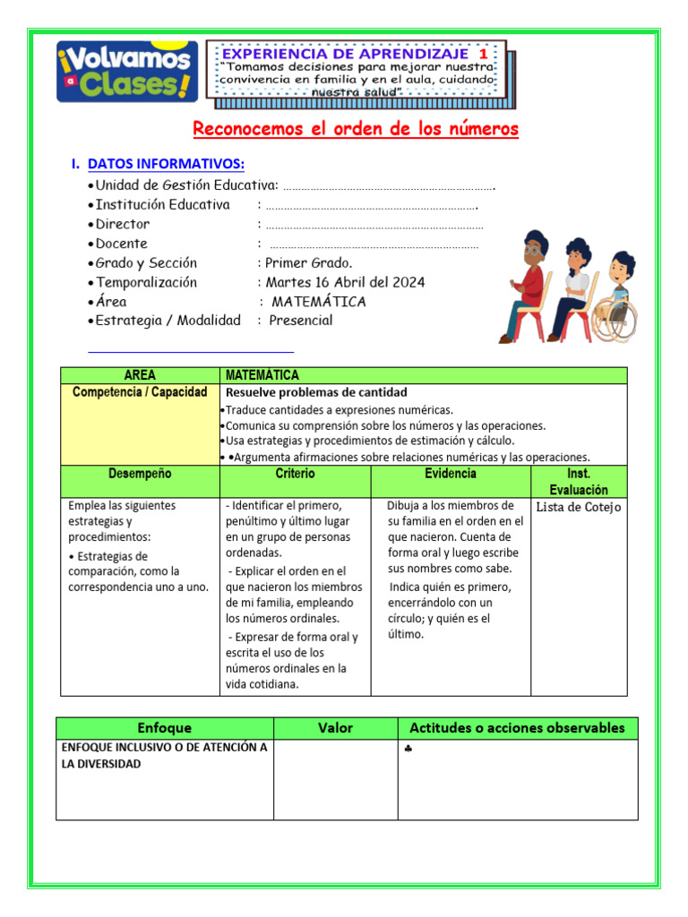 SSION 16 DE ABRIL DEL 2024 - 1ro GRADO MATMÁTICA | PDF | Evaluación ...