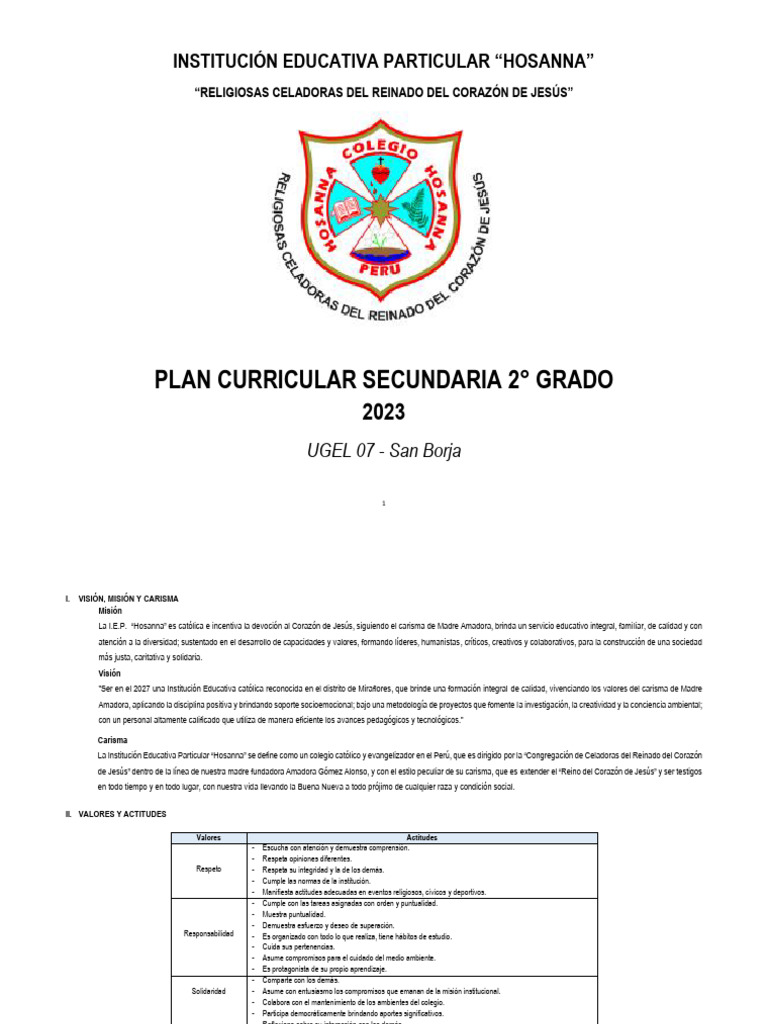 Plan Curricular Secundaria 2 2023 | PDF | Aprendizaje | Las emociones