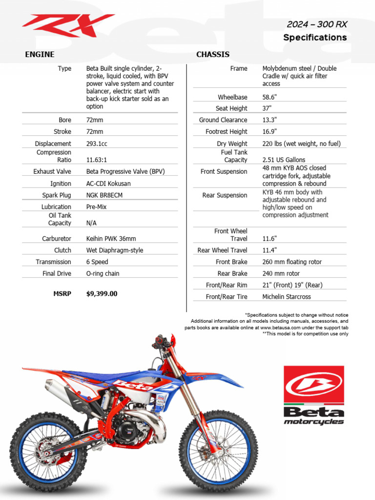 2025 300 RX Specifications | PDF | Engines | Motor Vehicle