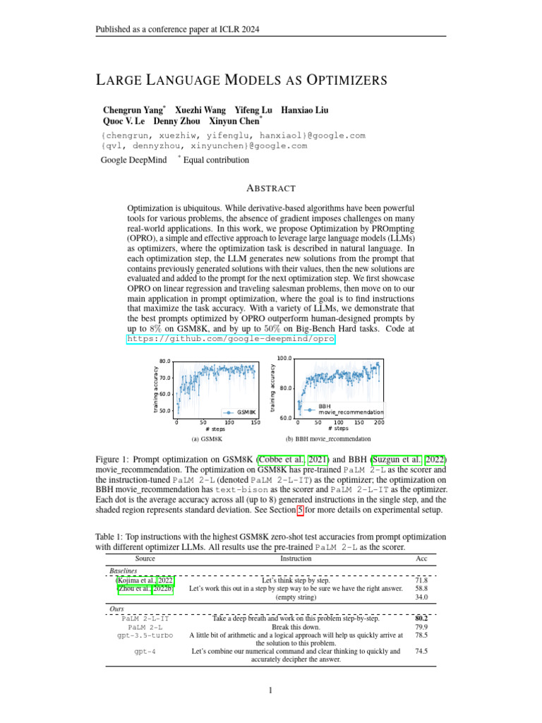 OPRO: LLMs as Optimizers for Tasks | PDF | Mathematical Optimization ...