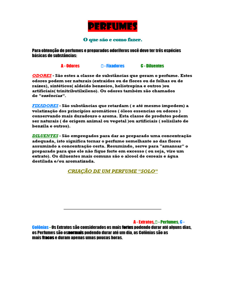 Como Criar Perfumes: Guia Completo | PDF | Perfume