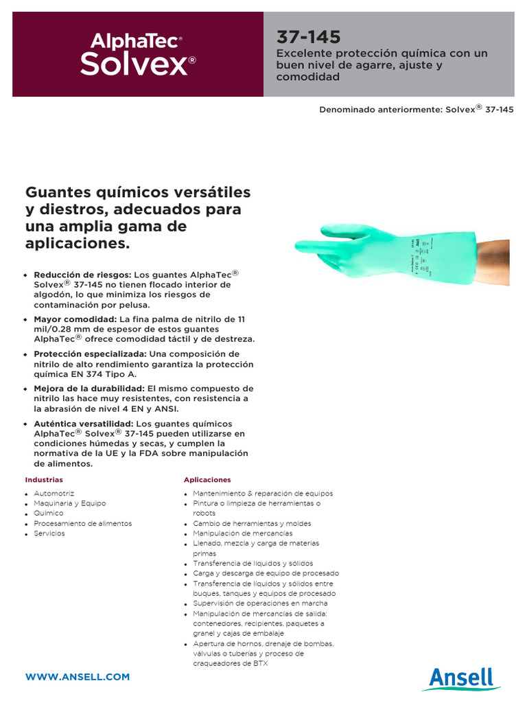 Alphatec Solvex 37 145 - Pds - MX | PDF | Guante