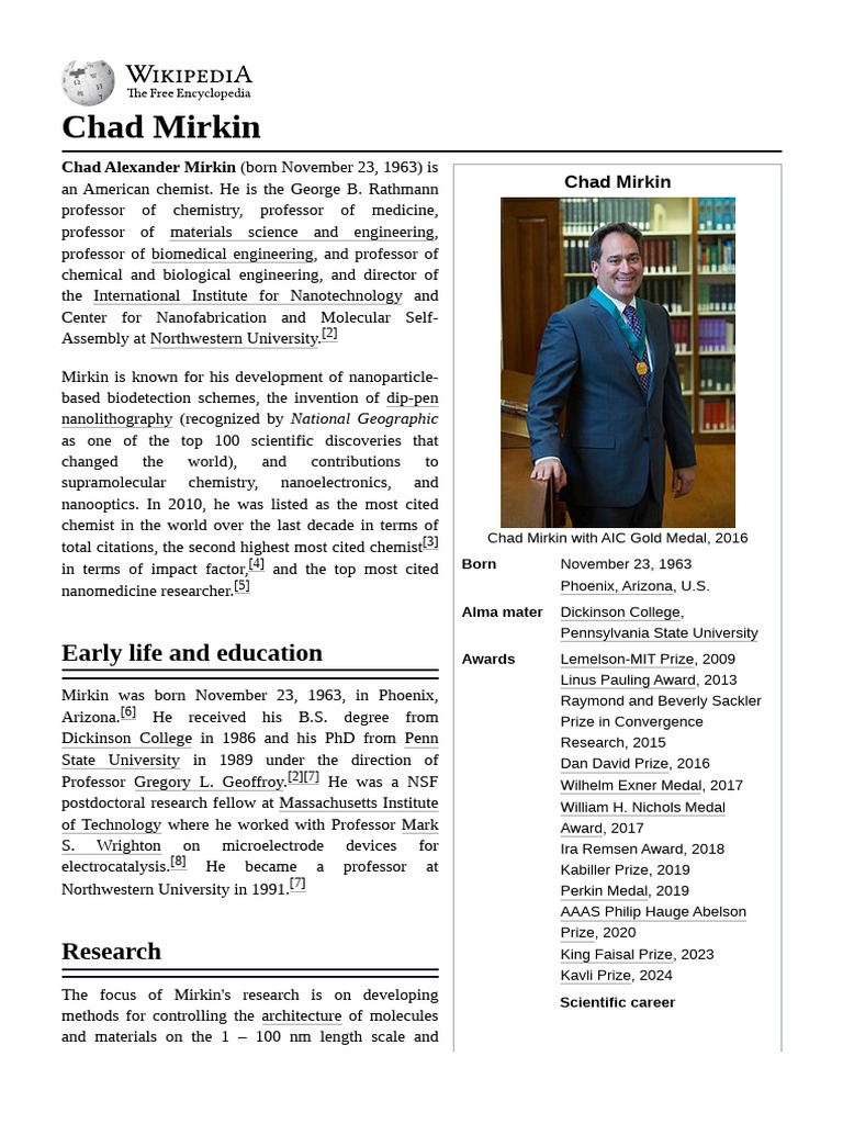 Chad Mirkin: Supramolecular Chemistry Leader | PDF | Physical Sciences ...