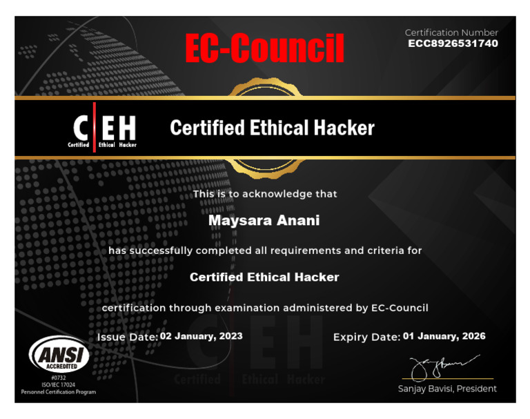 CEH Certification Acknowledgment Document | PDF