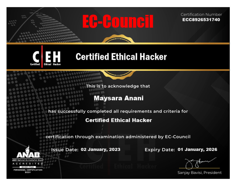CEH Certification Acknowledgment Document | PDF